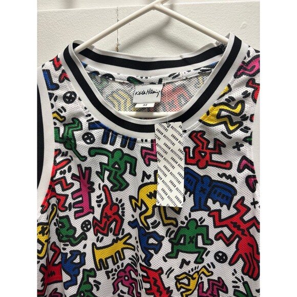 RARE Keith Haring Jersey Urban Outfitters Size Medium Rainbow - Picture 2 of 4